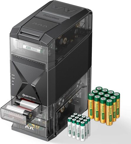 Ostation 2 Pro 3-in-1 Smart Battery Charger with 12AA & 12AAA NiMH Batteries, Polarity-Free, Fast Charging, Auto Detection, Storage Organizer, App Control, Touchscreen, Flashlight Charging Ports in Kuwait