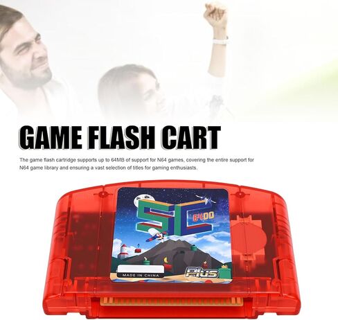 Open Source N64 Flash Cartridge, 32GB N64 Game Reader Burner, 64DD Emulation and Emulator Hub, Supports Full Game Library and Homebrew, USB C to PCA (Red Transparent) in Kuwait
