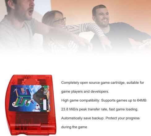 Open Source N64 Flash Cartridge, 32GB N64 Game Reader Burner, 64DD Emulation and Emulator Hub, Supports Full Game Library and Homebrew, USB C to PCA (Red Transparent) in Kuwait