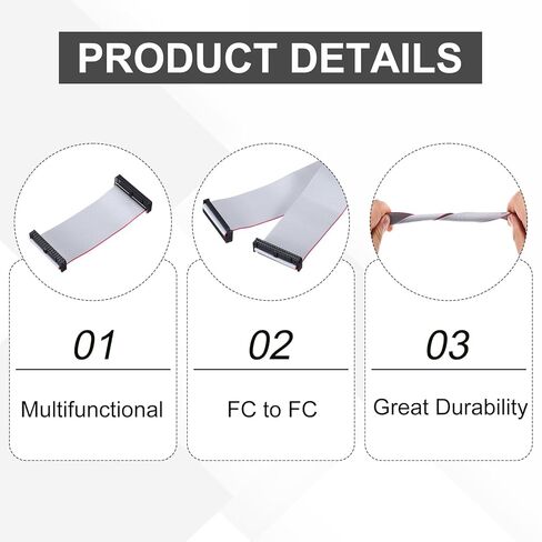 Generic 4 Pcs IDC Flat Ribbon Cable, 2.54mm Pitch 43mm Width 10cm Long 34 Pin FC to FC Flat Ribbon Connector Jumper Wire for PC, LED Displays in Kuwait