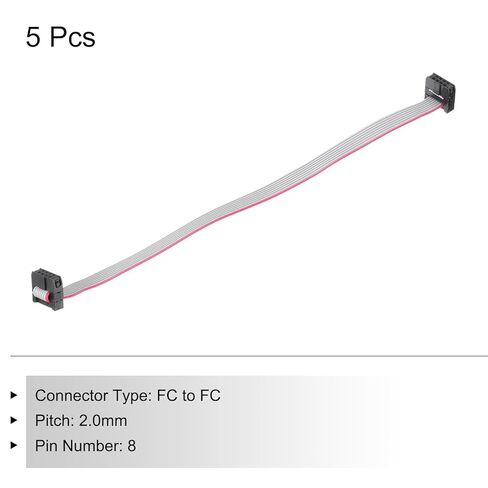 Generic IDC 8Pin Flat Ribbon Cable, 2.0mm Pitch FC to FC Connector 20cm Length Grey Jumper Wire for Computer LED Display DVD, 5Pcs in Kuwait
