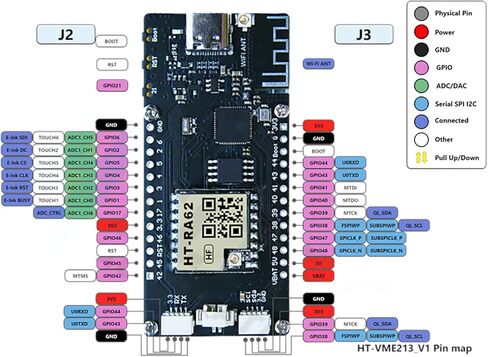 Meshtastic 2.13 بوصة أسود أبيض حبر إلكتروني شاشة ذكية SX1262 LoRa Chip ESP32-S3R8 IoT Development Kit 902-928MHz مع BLE WiFi متوافق مع Arduino in Kuwait