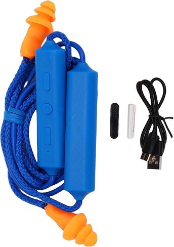 ASHATA Bluetooth Earplug Headphones, Neckband Wireless Earbuds Earplug, IPX5 Water Proof 200mAh Rechargeable, for Construction Site Workshop (Blue) in Kuwait