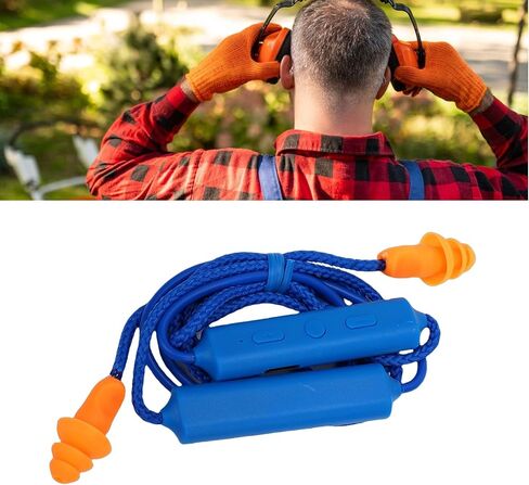 ASHATA Bluetooth Earplug Headphones, Neckband Wireless Earbuds Earplug, IPX5 Water Proof 200mAh Rechargeable, for Construction Site Workshop (Blue) in Kuwait