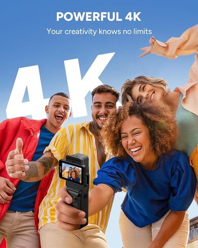 كاميرا SJCAM C400 4K YouTube Creator، مقبض بطارية 7H، كاميرا سفر 3 في 1 محمولة يمكن ارتداؤها مع شاشة لمس 2.29 بوصة، تثبيت 6 محاور، كاميرا مقاومة للماء 30 متر، بيضاء in Kuwait