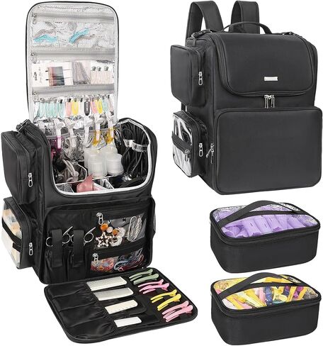 Relavel Hair Tools Travel Bag Hair Stylist Backpack Hairdresser Cosmetology Bag, Heat Insulation Full Layer for Curling Iron, Hair Straightener, Travel Accessories Train Case Barber Organizer in Saudi Arabia