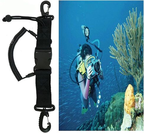 Scuba Diving Lanyard with Quick Release Buckle, 1.5m Extendable Coiled Strap for Underwater Cameras & Torches in Kuwait