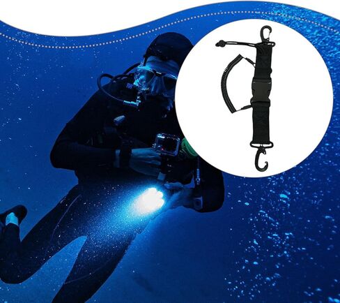 Scuba Diving Lanyard with Quick Release Buckle, 1.5m Extendable Coiled Strap for Underwater Cameras & Torches in Kuwait