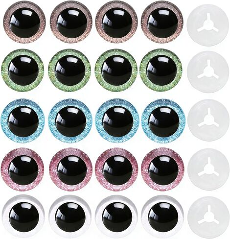 ARTCXC 1 صندوق (20 قطعة) 5 ألوان 24 مم عيون أمان كبيرة عيون حيوانات بلاستيكية عيون حرفية مع غسالات قوية DIY للدمى، وحرف الدب، ومستلزمات صناعة الدمى الحيوانية الفخمة in Kuwait