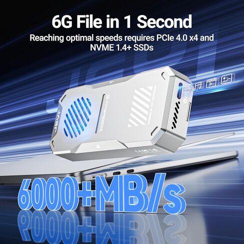 حاوية JEYI 80 جيجابت في الثانية M.2 2280 NVMe مع مروحة تبريد توربو، ومحول SSD خارجي يصل إلى 8 تيرابايت، متوافق مع Thunderbolt 5/4/3، متوافق مع أجهزة MacBook & Windows PC in Kuwait