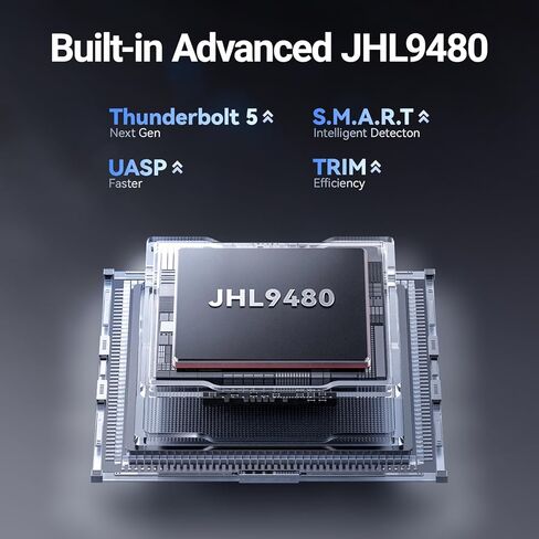 حاوية JEYI 80 جيجابت في الثانية M.2 2280 NVMe مع مروحة تبريد توربو، ومحول SSD خارجي يصل إلى 8 تيرابايت، متوافق مع Thunderbolt 5/4/3، متوافق مع أجهزة MacBook & Windows PC in Kuwait