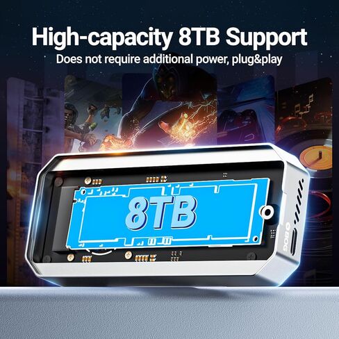 حاوية JEYI 80 جيجابت في الثانية M.2 2280 NVMe مع مروحة تبريد توربو، ومحول SSD خارجي يصل إلى 8 تيرابايت، متوافق مع Thunderbolt 5/4/3، متوافق مع أجهزة MacBook & Windows PC in Kuwait