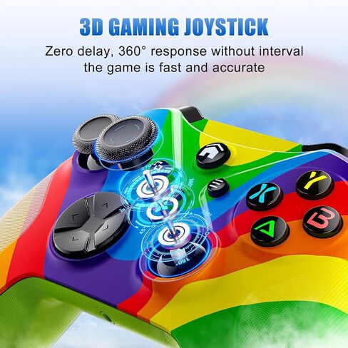 وحدة تحكم لاسلكية Gamrombo لأجهزة Xbox One، وXbox Series X/S، وXbox One X/S، والكمبيوتر الشخصي، وحدة تحكم الألعاب مع TURBO، وظيفة ماكرو، مقبس صوت 3.5 مم، (قوس قزح in Kuwait