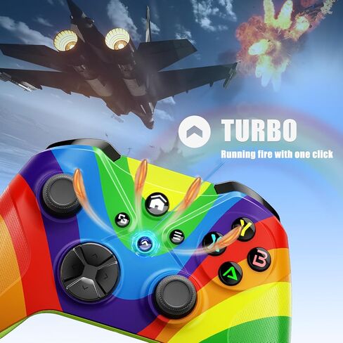 وحدة تحكم لاسلكية Gamrombo لأجهزة Xbox One، وXbox Series X/S، وXbox One X/S، والكمبيوتر الشخصي، وحدة تحكم الألعاب مع TURBO، وظيفة ماكرو، مقبس صوت 3.5 مم، (قوس قزح in Kuwait