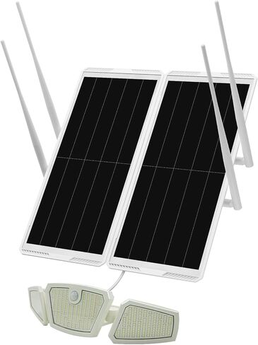 Solar WiFi Extender with Motion Sensor Light - 1200Mbps Outdoor WiFi Extender Signal Booster, 30W Solar Powered WiFi Repeater with 4 Antennas, 30000mAh Battery, Long Range for Farm & Garden (White) in Kuwait
