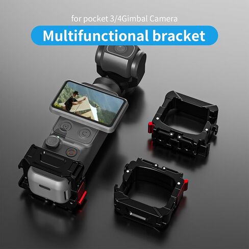 ملحقات إطار محول التوسعة المتوافقة مع جيب DJI Osmo 4/3& Xtra Muse من سبائك الألومنيوم، قفص حماية لكاميرا الحركة، دعامة معدنية مع فتحات لولبية 1/4 بوصة/محول Gopro/حذاء بارد in Kuwait