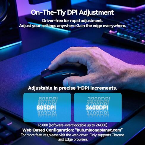 J-Tech ماوس لاسلكي رقمي للألعاب وتصميم العمل، 47 جرامًا خفيف الوزن للغاية، 200 إلى 24000 نقطة لكل بوصة، ثلاثي الوضع 2.4 جيجا/USB-C/بلوتوث مع ملصق DIY بطارية قابلة لإعادة الشحن لمدة 120 ساعة، تصميم متماثل in Kuwait