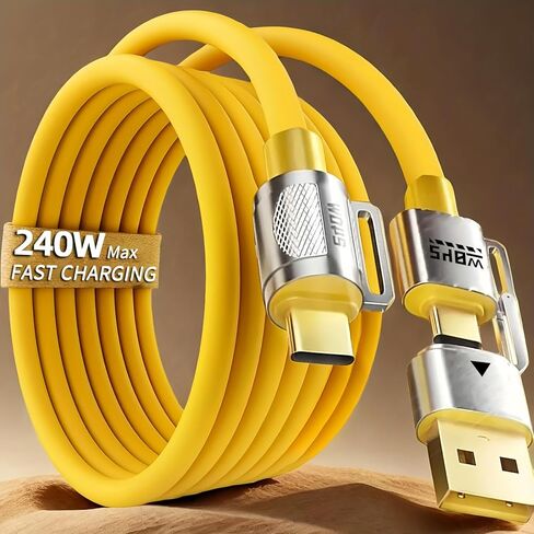 1 قطعة كابل شحن فائق السرعة 240 واط بحد أقصى، 6.56 قدم (2 متر) متعدد USB A/C إلى USB C سلك شاحن سريع، مناسب للهواتف المحمولة والأجهزة اللوحية in Kuwait