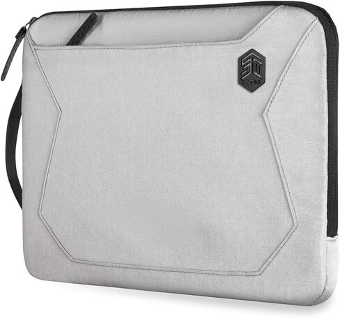 STM MYTH Sleeve| 360 ̊ Impact Protection Sleeve, Water Repellant, Custom Molder Zipper Pull, Detachable Shoulder Strap, for Apple MacBook Air/Pro 13"/14" and similar size Laptops or Tablets - White in Kuwait