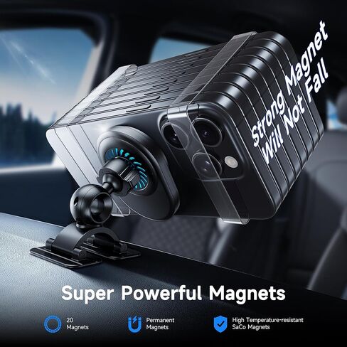 25W Magnetic Wireless Car Charger with Cooling Fan, MagSafe Car Mount Charger, Dashboard & Vent Attachment Phone Holder, 25W Fast Charging Car Cooling Phone Mount for iPhone 17/16, S26 Ultra in Kuwait