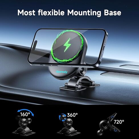 25W Magnetic Wireless Car Charger with Cooling Fan, MagSafe Car Mount Charger, Dashboard & Vent Attachment Phone Holder, 25W Fast Charging Car Cooling Phone Mount for iPhone 17/16, S26 Ultra in Kuwait