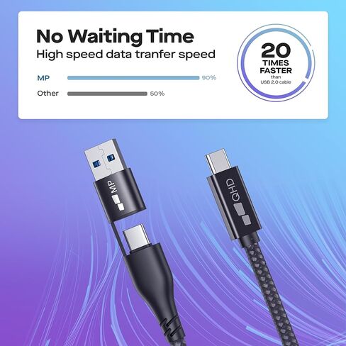 كابل شاشة محمول MP Mobile Pixels، 2 في 1 USB-C إلى USB-C/A كابل فيديو وطاقة مع رأس زاوية يمين، سلك عرض بيانات عالي السرعة لـ DUEX، Trio، موسعات وشاشات الكمبيوتر المحمول (3 أقدام) in Kuwait