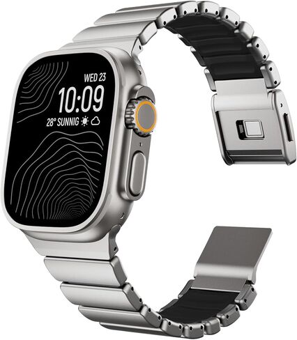 KADES Grade 2 Titanium Silicone Link Bands for Apple Watch Ultra 3/2/1 49mm 46mm 45mm 44mm, Magnetic Clasp Sport Metal Bracelet for iWatch Series 11 10 9 8 7 6 5 4 SE for Men Women in Kuwait