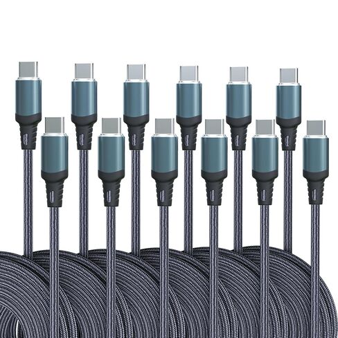 كابل USB C إلى USB C، كابل من النوع C إلى النوع C، شحن سريع C قادر على iPhone 17 16 15 Pro Plus Max، لجهاز Galaxy S25 S24، لجهاز iPad Pro/Air، لجهاز MacBook Pro/Air والمزيد 【6 عبوات】 in Kuwait
