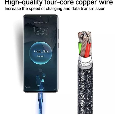 كابل USB C إلى USB C، كابل من النوع C إلى النوع C، شحن سريع C قادر على iPhone 17 16 15 Pro Plus Max، لجهاز Galaxy S25 S24، لجهاز iPad Pro/Air، لجهاز MacBook Pro/Air والمزيد 【6 عبوات】 in Kuwait