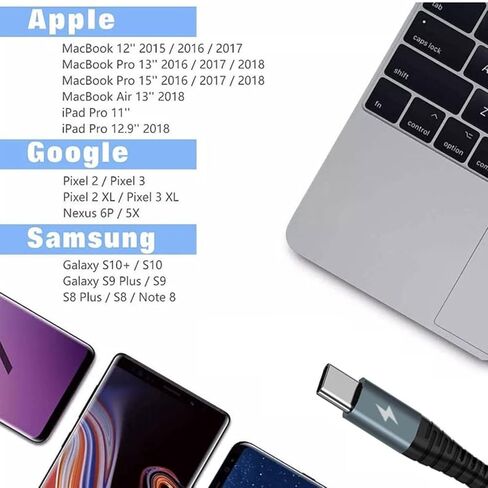 كابل USB C إلى USB C، كابل من النوع C إلى النوع C، شحن سريع C قادر على iPhone 17 16 15 Pro Plus Max، لجهاز Galaxy S25 S24، لجهاز iPad Pro/Air، لجهاز MacBook Pro/Air والمزيد 【6 عبوات】 in Kuwait