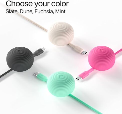 كابل Twelve South CableStay USB-C ومرساة مرجحة - كابل شحن USB-C بطول 5 أقدام (1.5 متر) إلى USB-C بقدرة 60 وات، وحامل كابل مكتبي لأجهزة iPhone وiPad وAirPods وMacBook Air والمزيد (Slate) in Kuwait