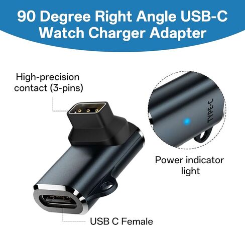 2 Pack USB Type-C Charger Adapter Compatible with Coros Pace 3/Pace 2/Apex/Apex 2/Apex 2 Pro/Vertix/Vertix 2 Smartwatch, Charging Cable Accessory, USB C Charging Cable Converter for Coros Smart watch in Kuwait