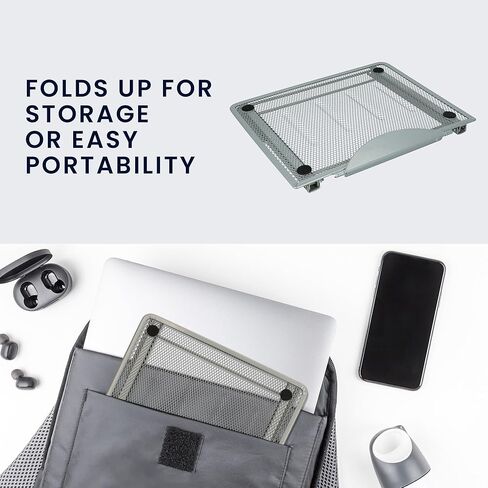 kwmobile Adjustable Stand for Laptop PC/Portable Monitor/Tablet Stand - 6 Height Settings - Super Lightweight - Secure Anti-Slip Support - Silver in Kuwait