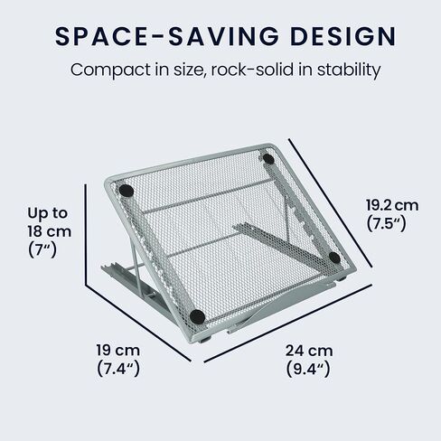 kwmobile Adjustable Stand for Laptop PC/Portable Monitor/Tablet Stand - 6 Height Settings - Super Lightweight - Secure Anti-Slip Support - Silver in Kuwait