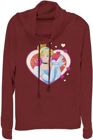 قميص نسائي من Disney Princesses Cinderella Hearts بياقة متدلية وأكمام طويلة in Saudi Arabia