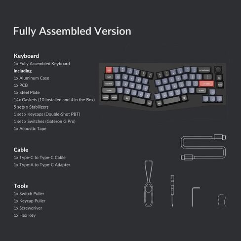 Keychron Q8 Wired Custom Mechanical Keyboard with Knob, 65% Alice Layout QMK/VIA Programmable, Hot-swappable Gateron Baby Raccoon Linear Switch, Double Gasket Compatible with Mac Windows Linux (Black) in Kuwait