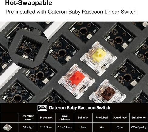 Keychron Q8 Wired Custom Mechanical Keyboard with Knob, 65% Alice Layout QMK/VIA Programmable, Hot-swappable Gateron Baby Raccoon Linear Switch, Double Gasket Compatible with Mac Windows Linux (Black) in Kuwait