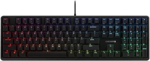 لوحة مفاتيح ميكانيكية Cherry MX RGB مع مفاتيح MX Red Silent Gold-Crosspoint Key للكاتبين والمبرمجين والمبدعين والمبرمجين والعمل في المكتب أو في المنزل G80-3000N RGB (الحجم الكامل)، أسود (متجدد) in Kuwait