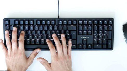 لوحة مفاتيح ميكانيكية Cherry MX RGB مع مفاتيح MX Red Silent Gold-Crosspoint Key للكاتبين والمبرمجين والمبدعين والمبرمجين والعمل في المكتب أو في المنزل G80-3000N RGB (الحجم الكامل)، أسود (متجدد) in Kuwait