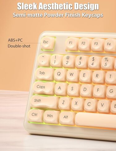 Aesthetic Membrane Keyboard Wireless 2.4G/Bluetooth 5.0/Wired USB-C, Volume Knob, Half-Fog ABS Keycaps, RGB LED Backlit, 10000mAh Rechargeable Battery, Compact 98-Key with Numpad for Win/Mac in Kuwait