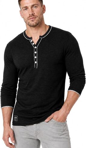 ZIMEGO Mens Long Sleeve Shirts Casual Henley Shirt Short Sleeve Button Up Tee in Kuwait