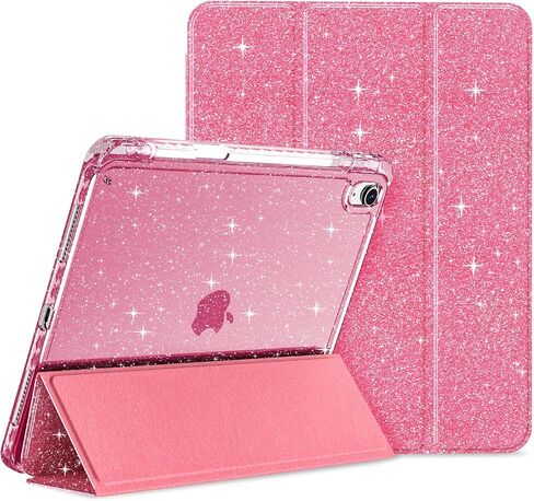 حافظة لجهاز iPad Air 11 بوصة (M4 2026/ M3 2025/ M2 2024) و10.9 بوصة (الجيل الخامس/ الرابع) 2022/2020، غطاء حامل نحيف لامع بظهر شفاف وحامل قلم رصاص وحماية ضد الصدمات (أسود) in Kuwait