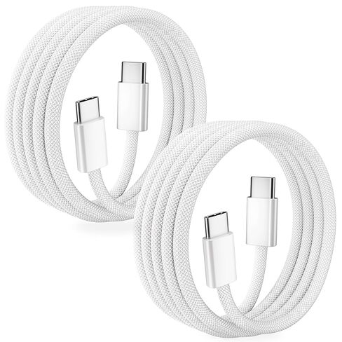 USB-C to USB-C Cable 2-Pack, 60W Fast Charging, Premium Nylon Braided, USB-C Power Delivery, Data Sync for iPhone 15/16/17, Android, Samsung, iPad, MacBook (2pack-3ft) in Saudi Arabia