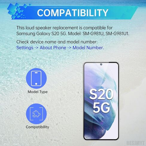 لهاتف Samsung Galaxy S20 5G استبدال مكبر الصوت بصوت عالٍ مع وحدة مكبر الصوت لنغمات الرنين واستبدال إصلاح صفارة الصوت الواضحة لهاتف Samsung s20 5g SM-G981U SM-G981U1 in Kuwait