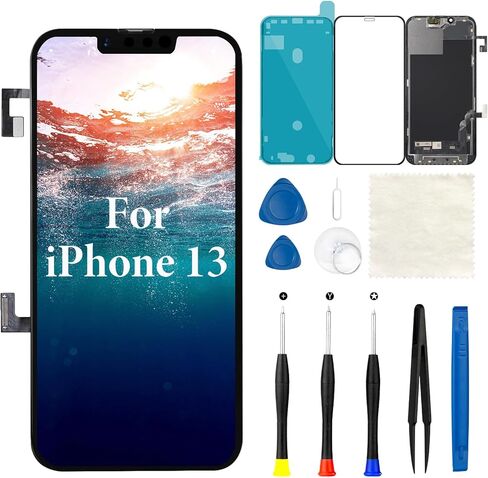 for iPhone 13 Screen Replacement 6.7 inch (Models: A2631 A2634 A2635 A2633 A2482) with Ear Speaker Flex Cable Proximity Sensor Display Digitizer Assembly with Repair Tools in Kuwait