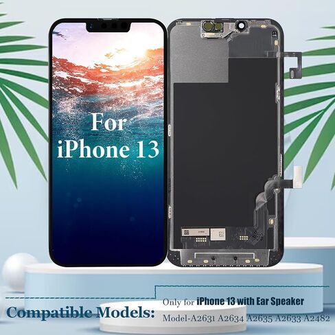 for iPhone 13 Screen Replacement 6.7 inch (Models: A2631 A2634 A2635 A2633 A2482) with Ear Speaker Flex Cable Proximity Sensor Display Digitizer Assembly with Repair Tools in Kuwait
