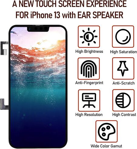 for iPhone 13 Screen Replacement 6.7 inch (Models: A2631 A2634 A2635 A2633 A2482) with Ear Speaker Flex Cable Proximity Sensor Display Digitizer Assembly with Repair Tools in Kuwait