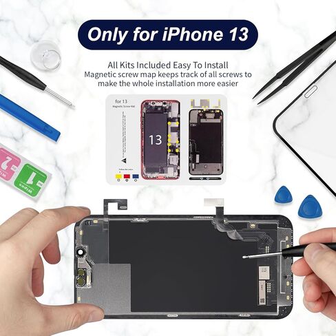for iPhone 13 Screen Replacement 6.7 inch (Models: A2631 A2634 A2635 A2633 A2482) with Ear Speaker Flex Cable Proximity Sensor Display Digitizer Assembly with Repair Tools in Kuwait