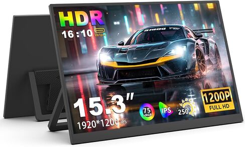 16 Inch Portable Monitor 144Hz FHD 1200P IPS, USB-C & HDMI External Screen Compatible with PS5, Xbox, Switch, Laptop PC in Kuwait