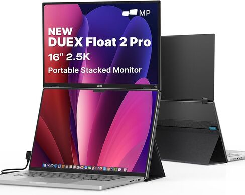 شاشة محمولة من Mobile Pixels Duex Float 2 Pro مقاس 16 بوصة 2.5K لأجهزة الكمبيوتر المحمول، ومسند مدمج ومكبرات صوت، موسع شاشة كمبيوتر محمول رفيع للغاية | USB-C وHDMI | التوصيل والتشغيل لنظام التشغيل Windows، وMacOS، وSwitch، وAndroid in Kuwait